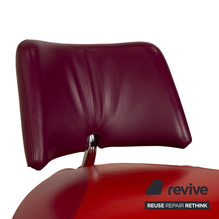 Fauteuil en cuir Pallone de Leolux, rouge, violet, style Space Age
