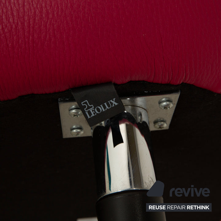 Fauteuil en cuir Pallone de Leolux, rouge, violet, style Space Age