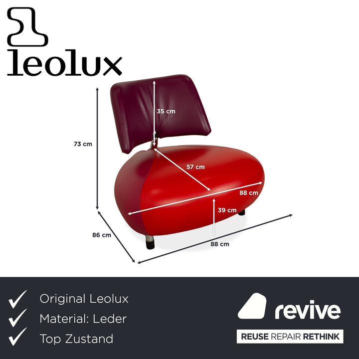 Fauteuil en cuir Pallone de Leolux, rouge, violet, style Space Age
