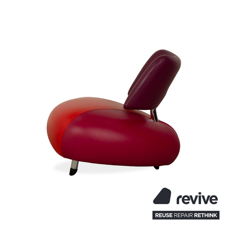 Fauteuil en cuir Pallone de Leolux, rouge, violet, style Space Age