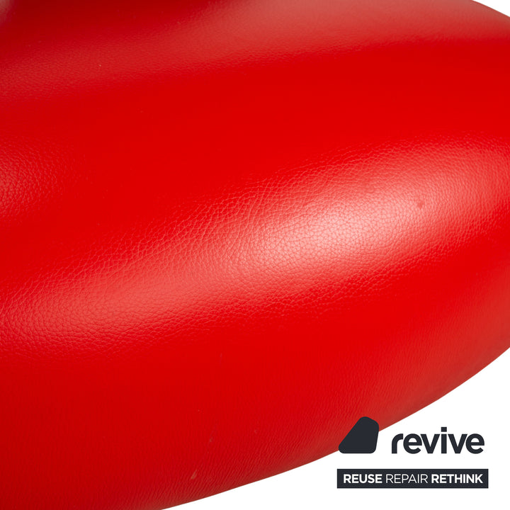 Fauteuil en cuir Leolux Pallone, rouge orangé gris foncé