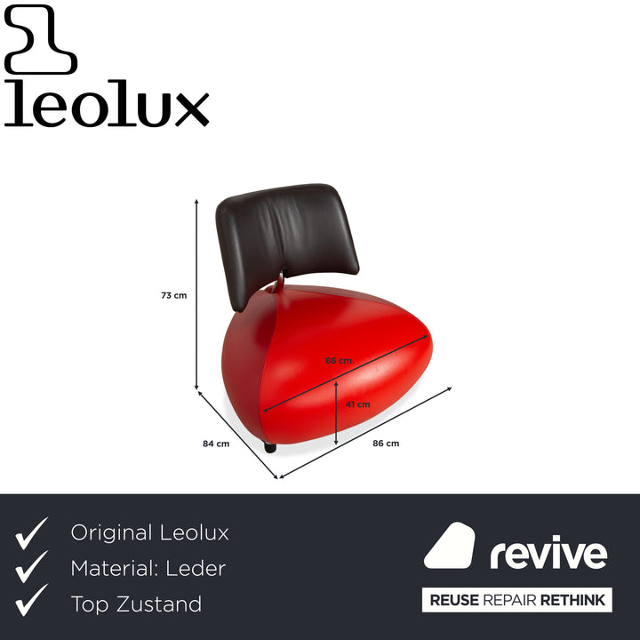 Fauteuil en cuir Leolux Pallone, rouge orangé gris foncé