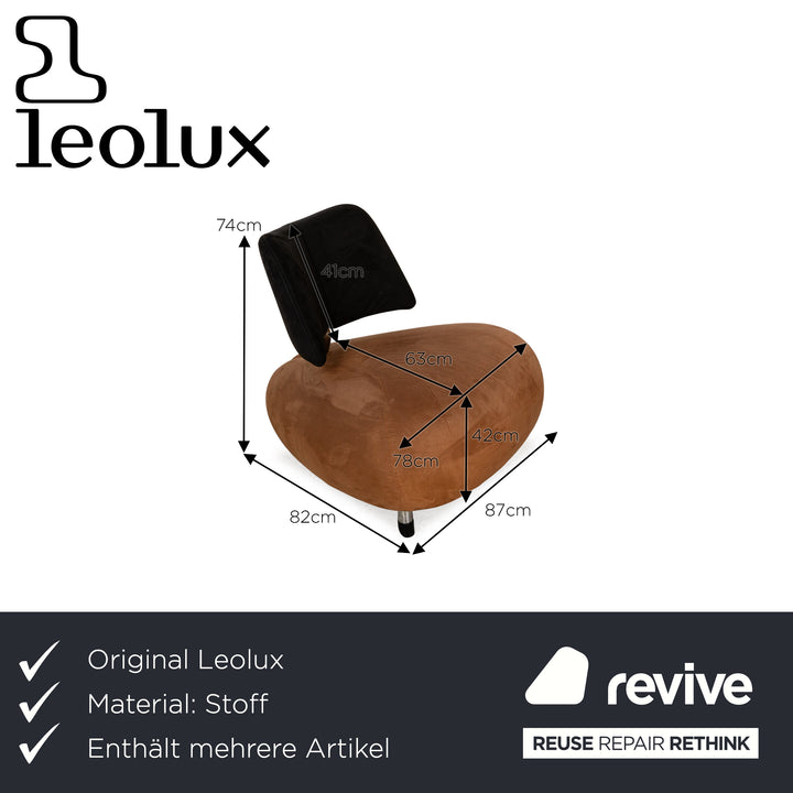 Leolux Pallone Fabric Sofa Set Brown Black 2x Armchair Stool Corner Sofa