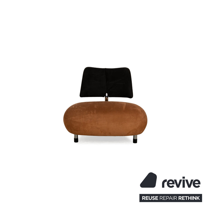 Leolux Pallone Fabric Sofa Set Brown Black 2x Armchair Stool Corner Sofa