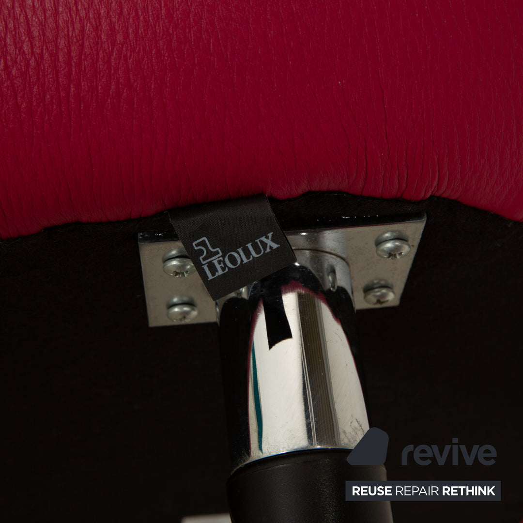 Leolux Pallone TamTam Bongo Leather Armchair Set Stool Storage Compartment Purple Red Blue Space Age