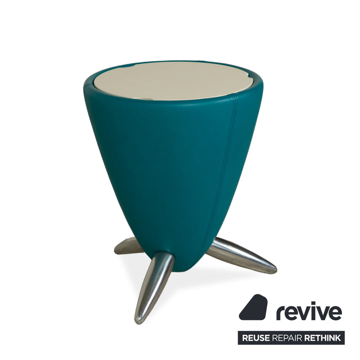 Ensemble de fauteuils en cuir Leolux Pallone TamTam Bongo avec tabouret et compartiment de rangement Violet Rouge Bleu Space Age
