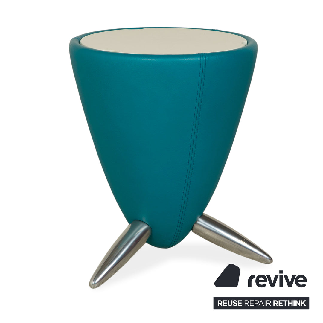 Ensemble de fauteuils en cuir Leolux Pallone TamTam Bongo avec tabouret et compartiment de rangement Violet Rouge Bleu Space Age
