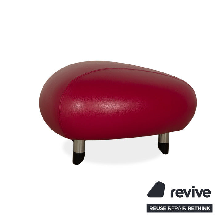 Leolux Pallone TamTam Bongo Leather Armchair Set Stool Storage Compartment Purple Red Blue Space Age