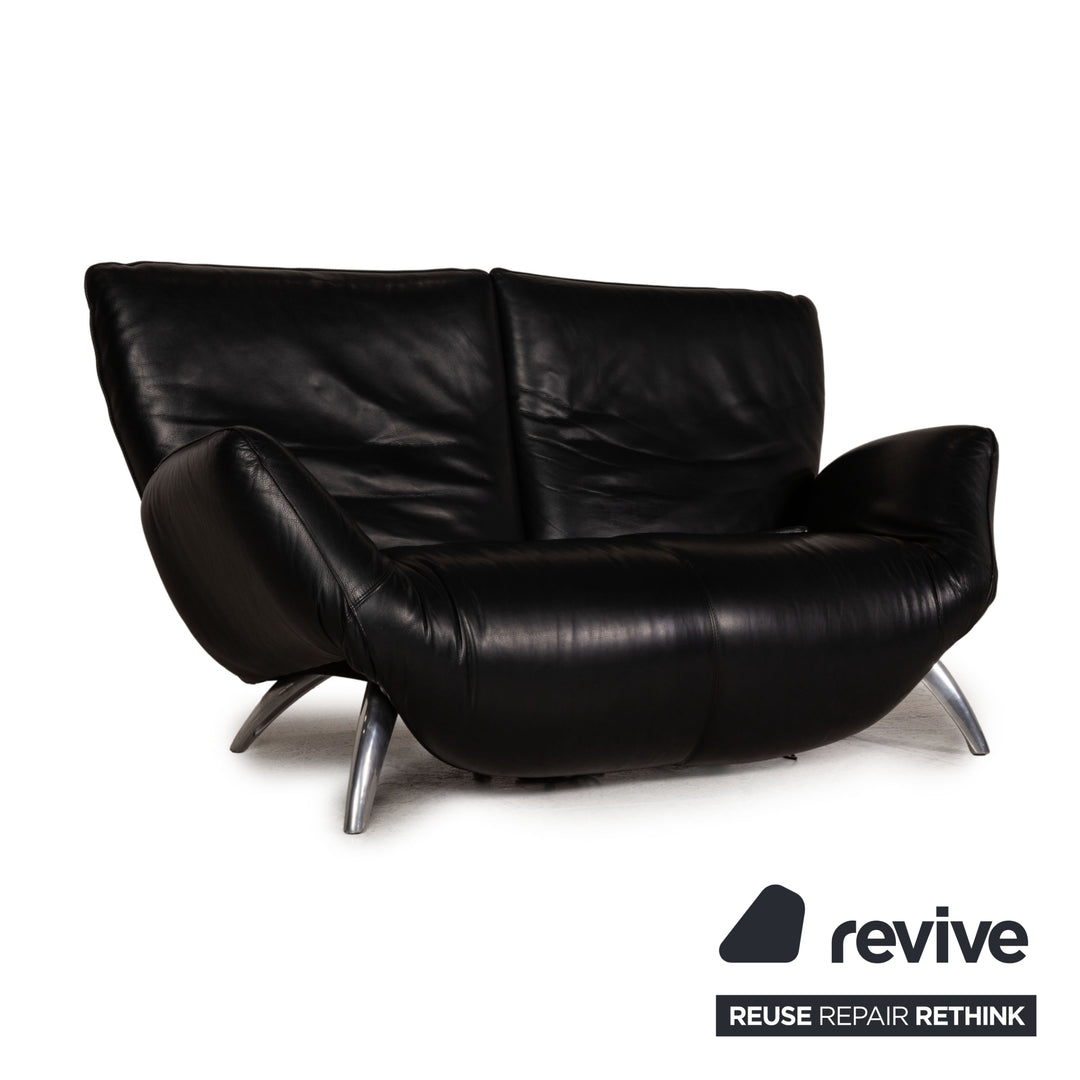 Leolux Panta Rhei sofa skórzana czarna dwuosobowa z funkcją relaks kanapa
