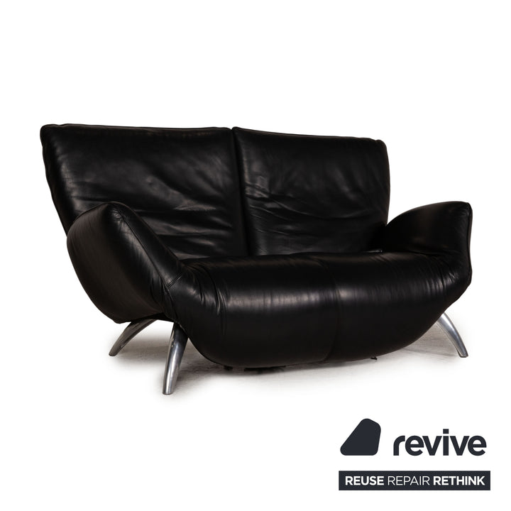 Leolux Panta Rhei sofa skórzana czarna dwuosobowa z funkcją relaks kanapa