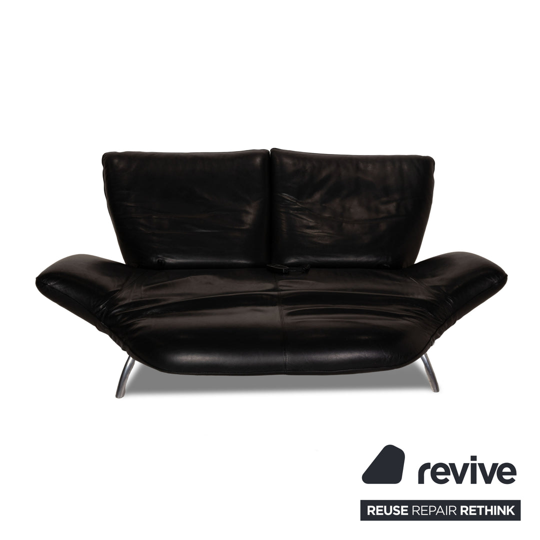 Leolux Panta Rhei sofa skórzana czarna dwuosobowa z funkcją relaks kanapa