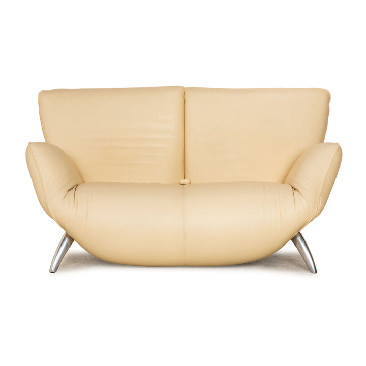 Leolux Panta Rhei leather two-seater cream sofa couch electric function relaxation function