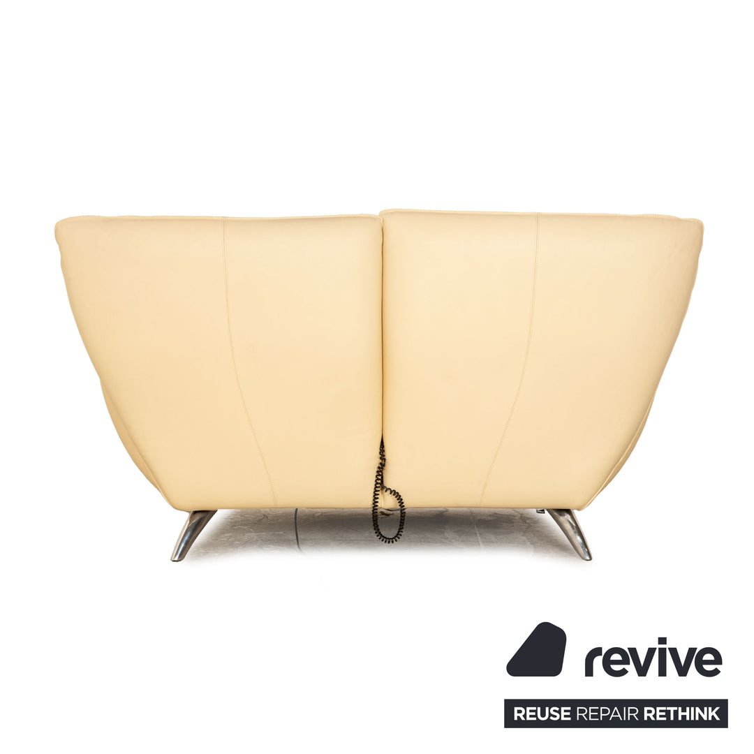 Leolux Panta Rhei Leder Zweisitzer Creme Sofa Couch elektrische Funktion Relaxfunktion