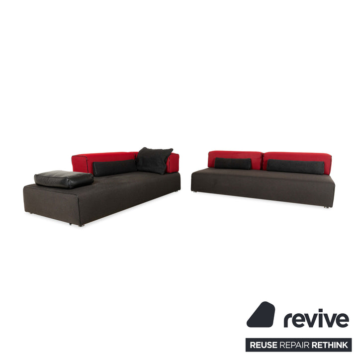 Canapé d'angle en tissu Leolux Panton next gris rouge