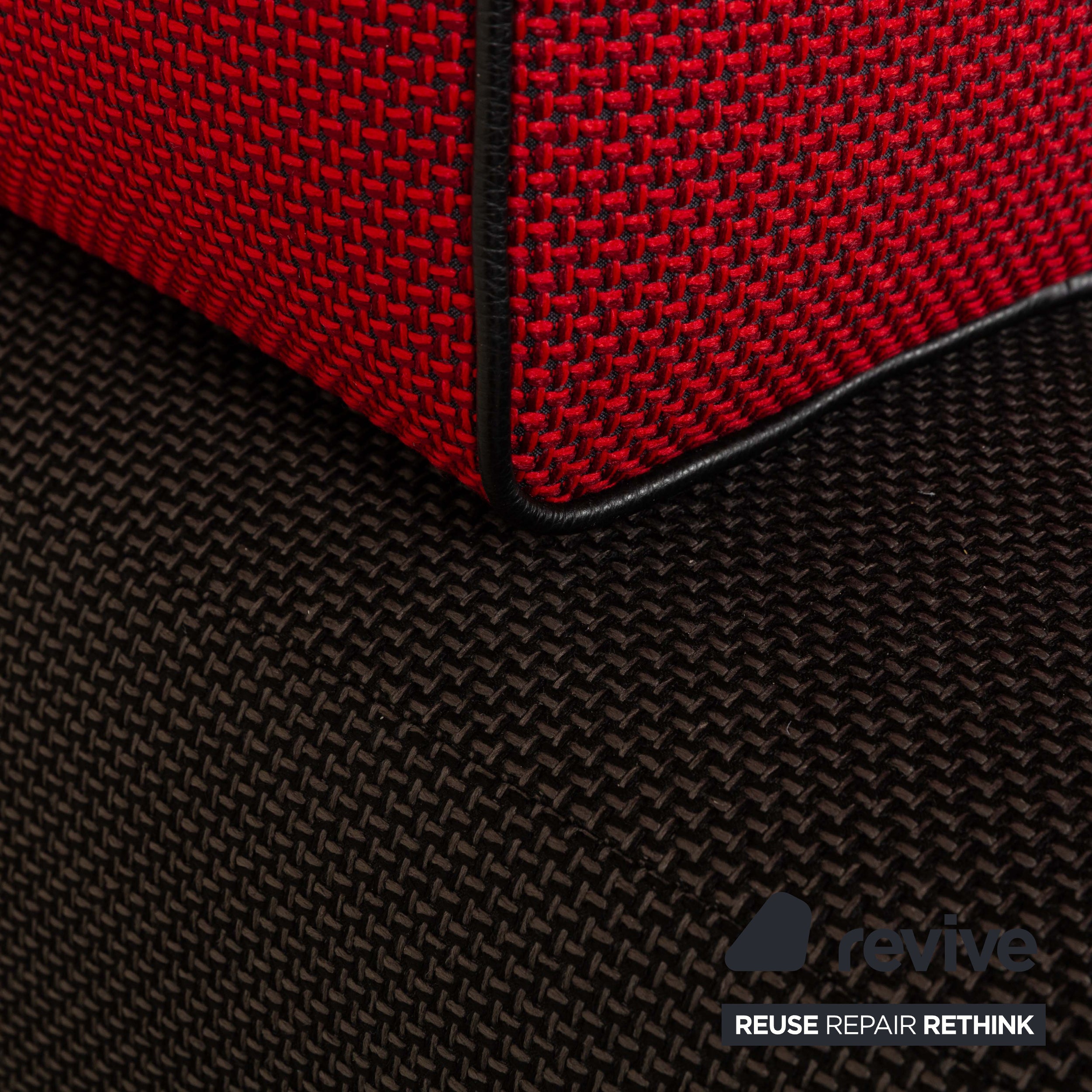 Leolux Panton next Stoff Ecksofa Grau Rot Sofa Couch
