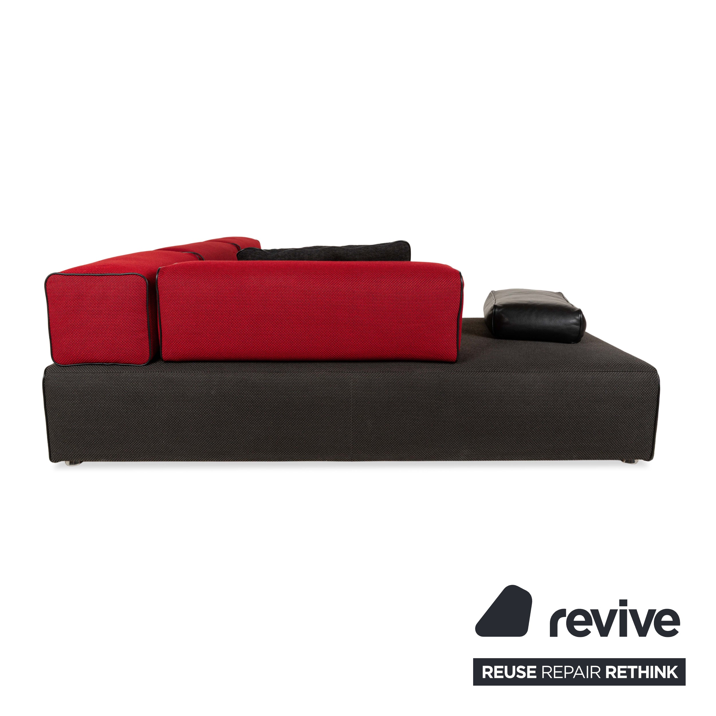 Leolux Panton next Stoff Ecksofa Grau Rot Sofa Couch