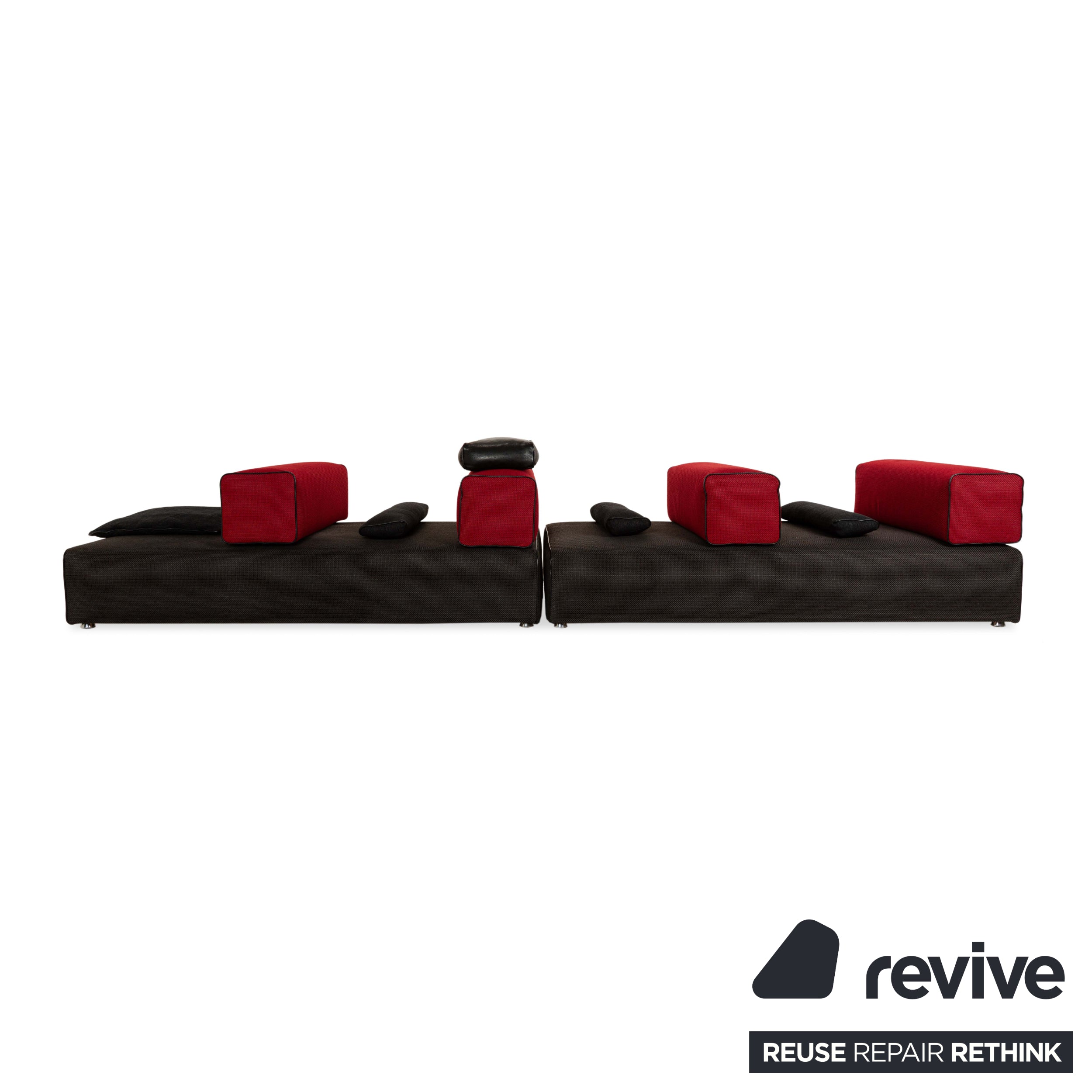 Leolux Panton next Stoff Ecksofa Grau Rot Sofa Couch