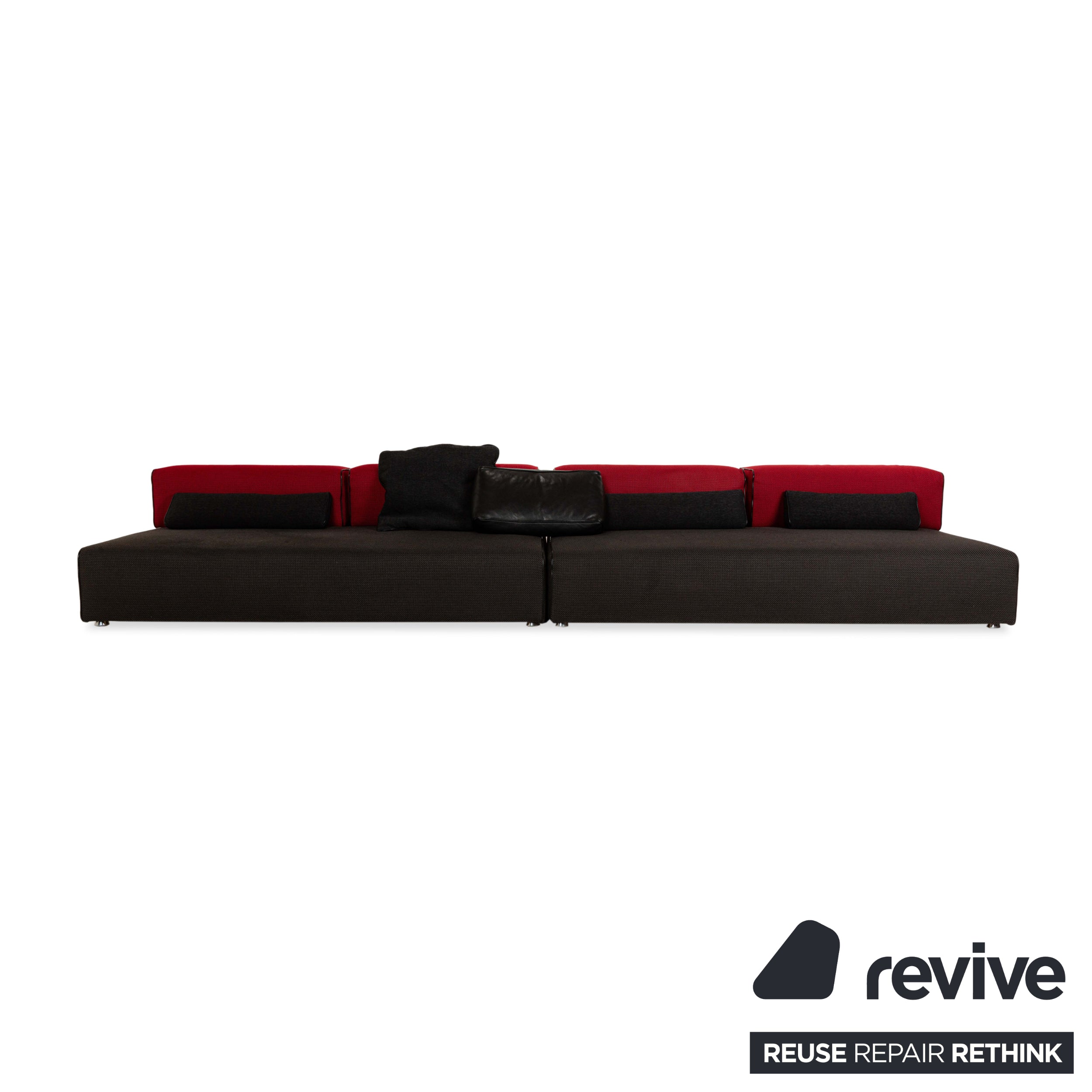 Leolux Panton next Stoff Ecksofa Grau Rot Sofa Couch