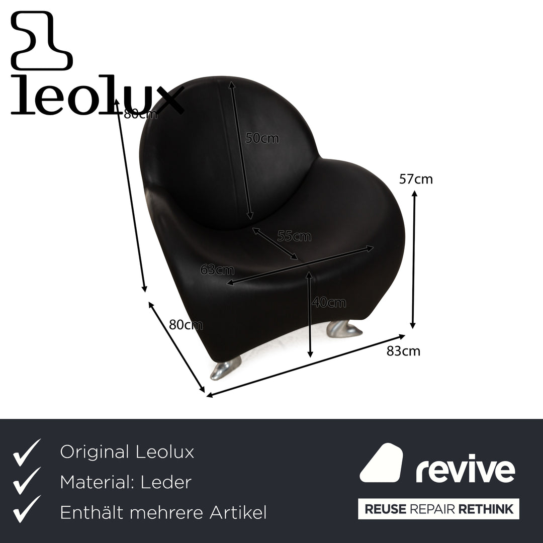 Ensemble de fauteuils en cuir Papageno de Leolux, noir