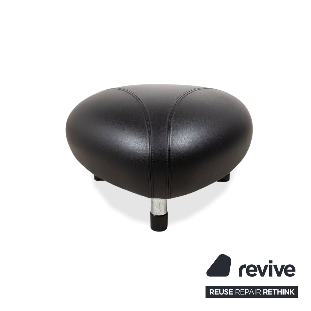 Leolux Papageno Leder Sessel Hocker Schwarz