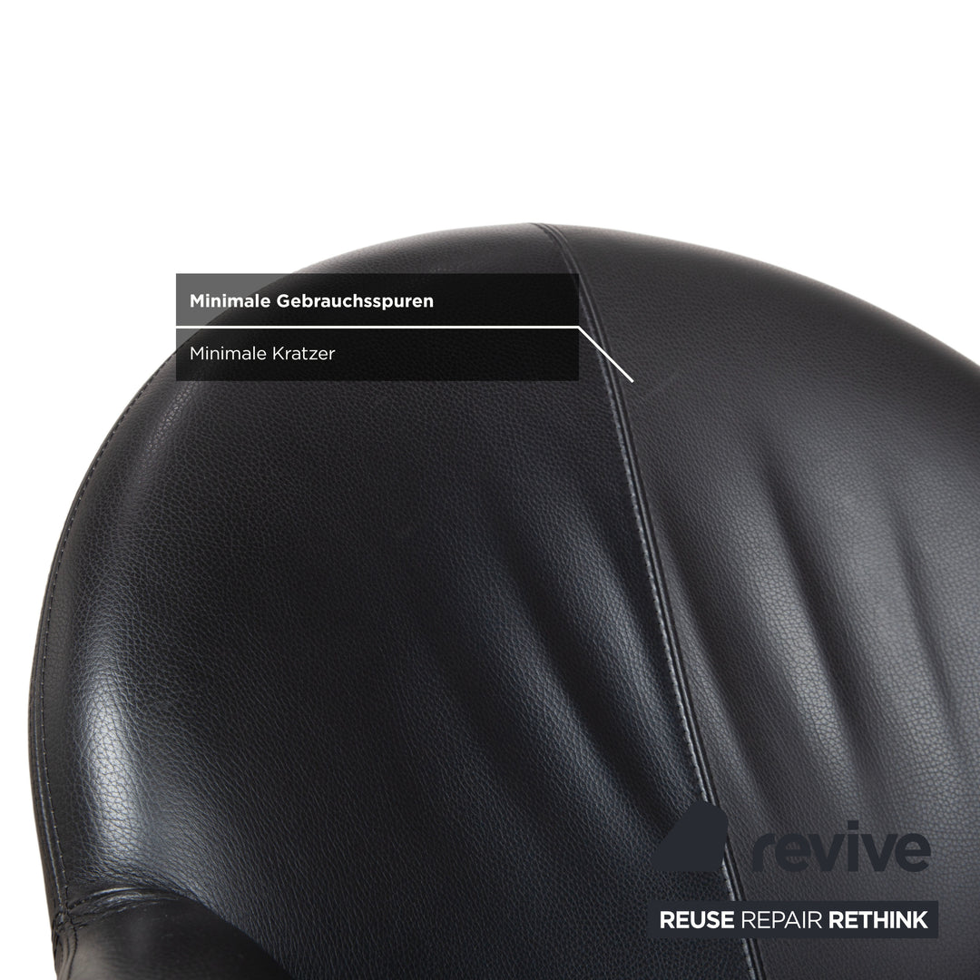 Leolux Papageno Leder Sessel Hocker Schwarz