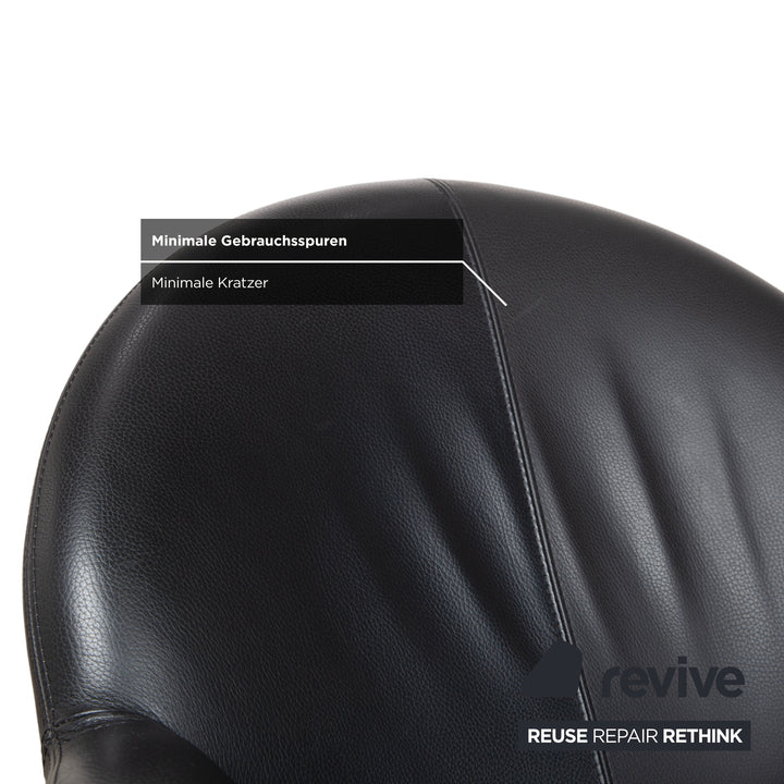 Leolux Papageno Leder Sessel Hocker Schwarz