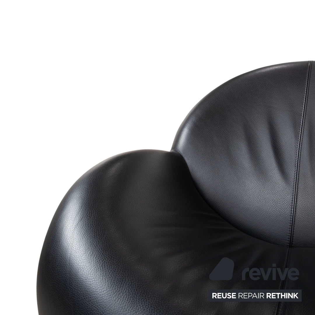 Leolux Papageno Leder Sessel Hocker Schwarz