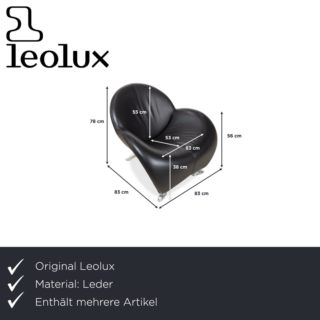 Leolux Papageno Leder Sessel Hocker Schwarz