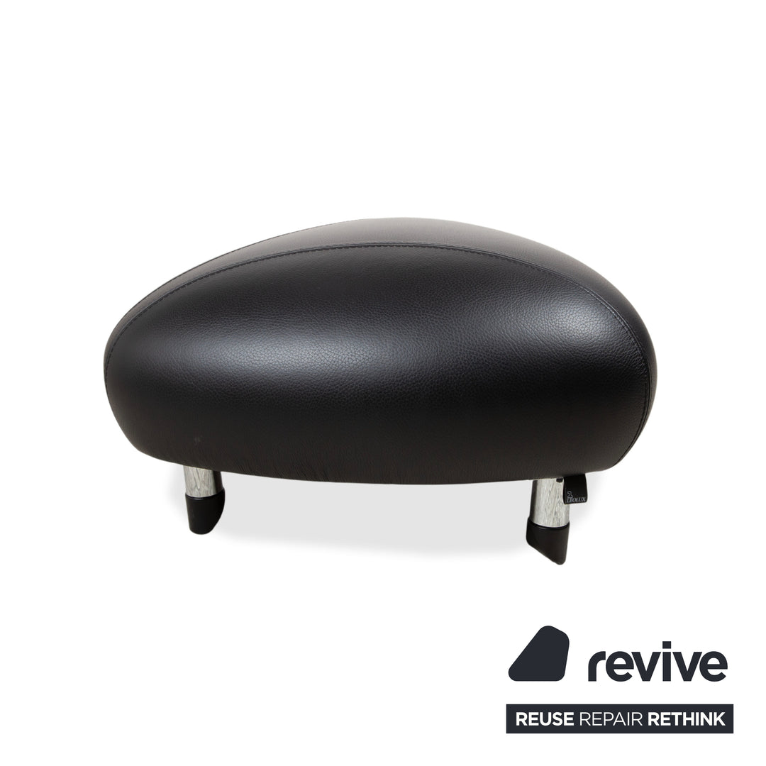 Fauteuil et tabouret en cuir noir Leolux Papageno