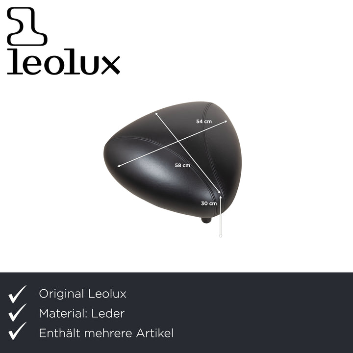 Fauteuil et tabouret en cuir noir Leolux Papageno