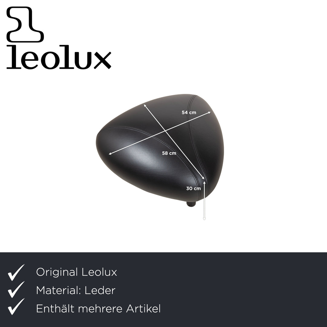 Leolux Papageno Leder Sessel Hocker Schwarz