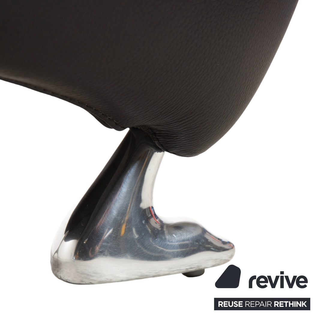 Leolux Papageno Leder Sessel Hocker Schwarz