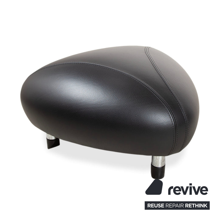 Fauteuil et tabouret en cuir noir Leolux Papageno