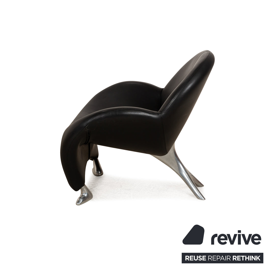 Fauteuil Papageno en cuir noir de Leolux