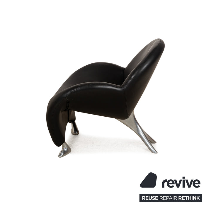 Fauteuil Papageno en cuir noir de Leolux