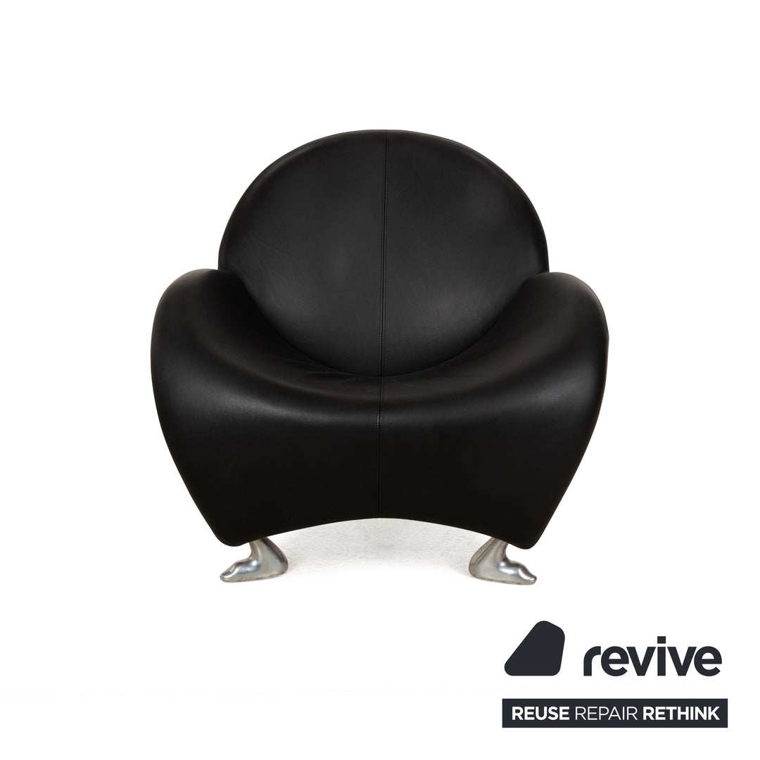Fauteuil Papageno en cuir noir de Leolux