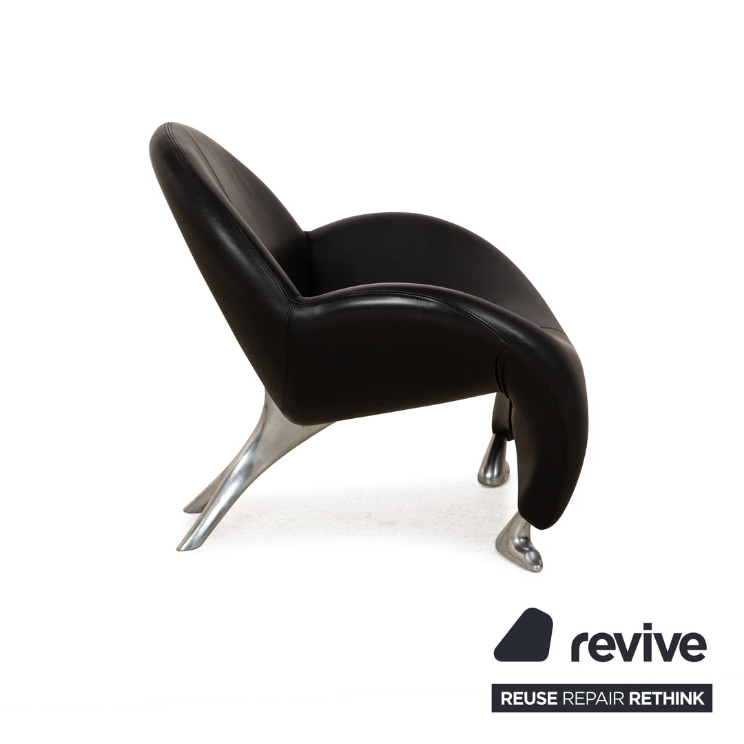 Fauteuil Papageno en cuir noir de Leolux