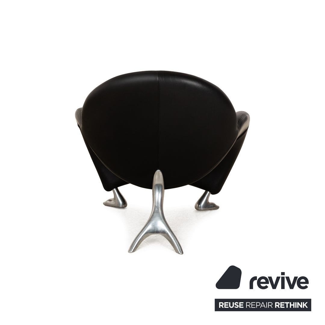 Fauteuil Papageno en cuir noir de Leolux