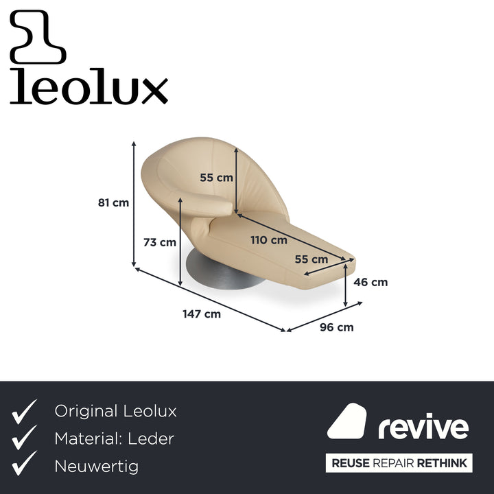 Leolux Parabolica Leder Sessel Creme manuelle Funktion