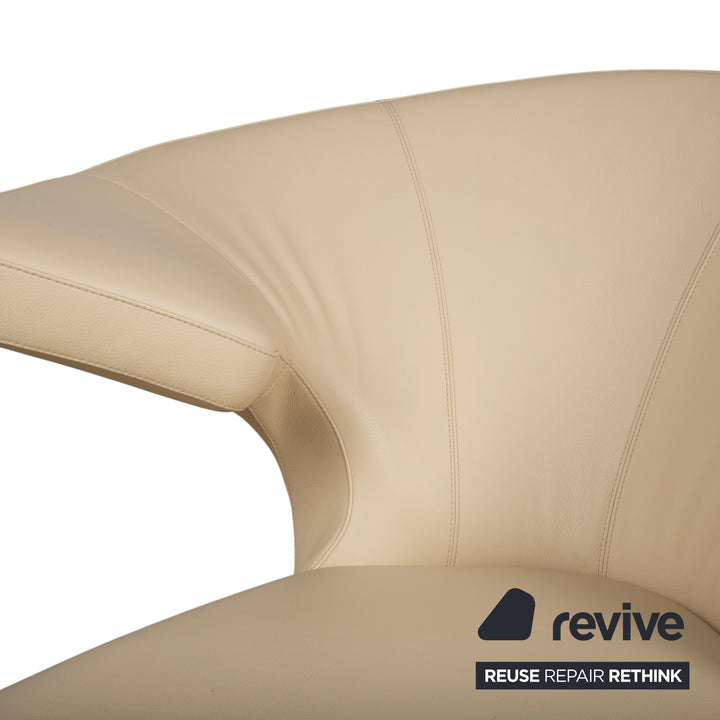 Leolux Parabolica Leder Sessel Creme manuelle Funktion