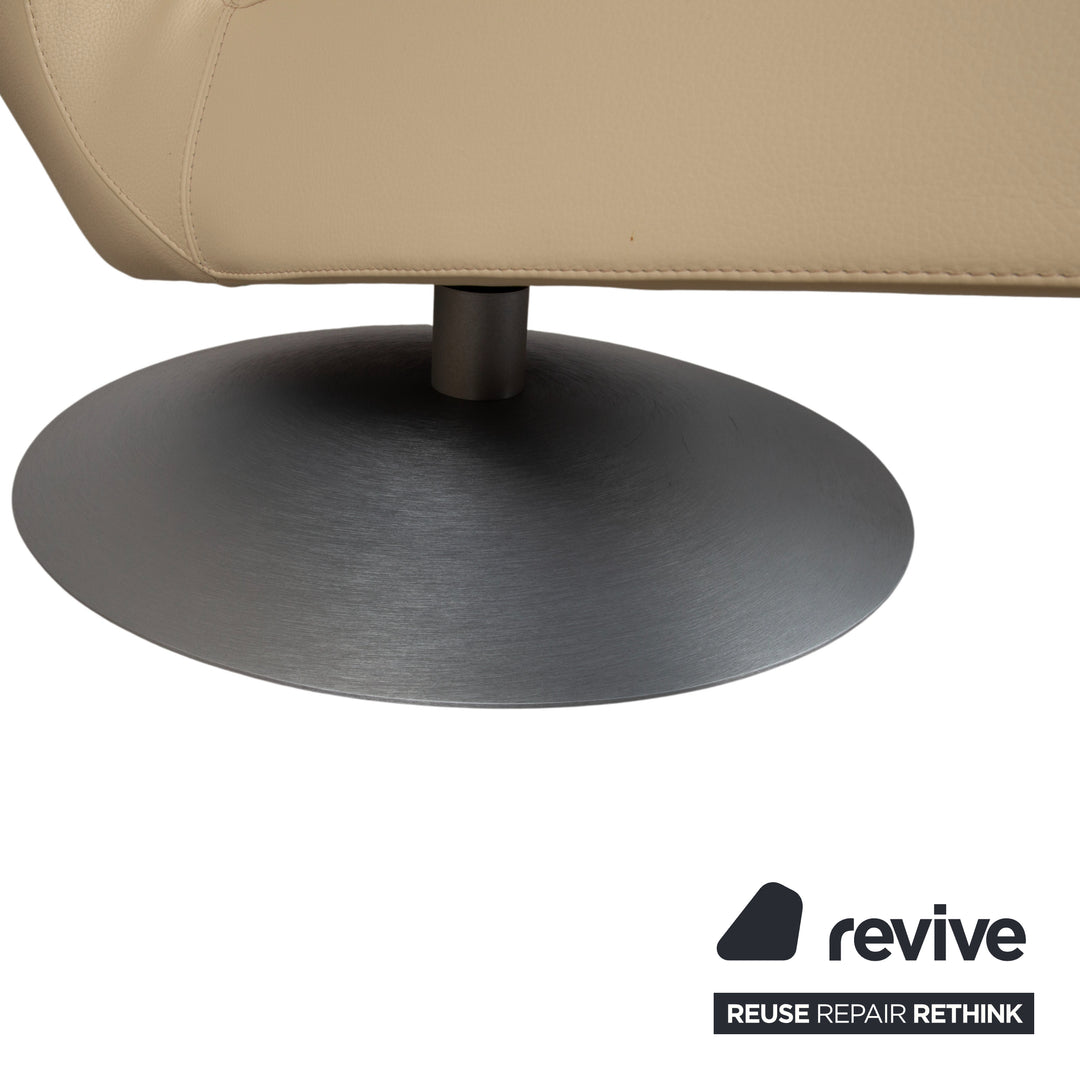 Leolux Parabolica Leder Sessel Creme manuelle Funktion