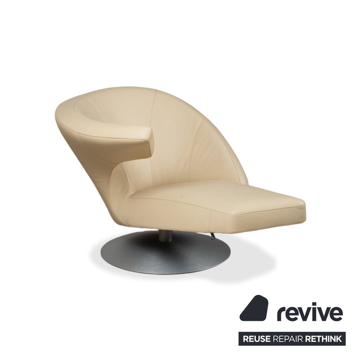 Leolux Parabolica Leder Sessel Creme manuelle Funktion