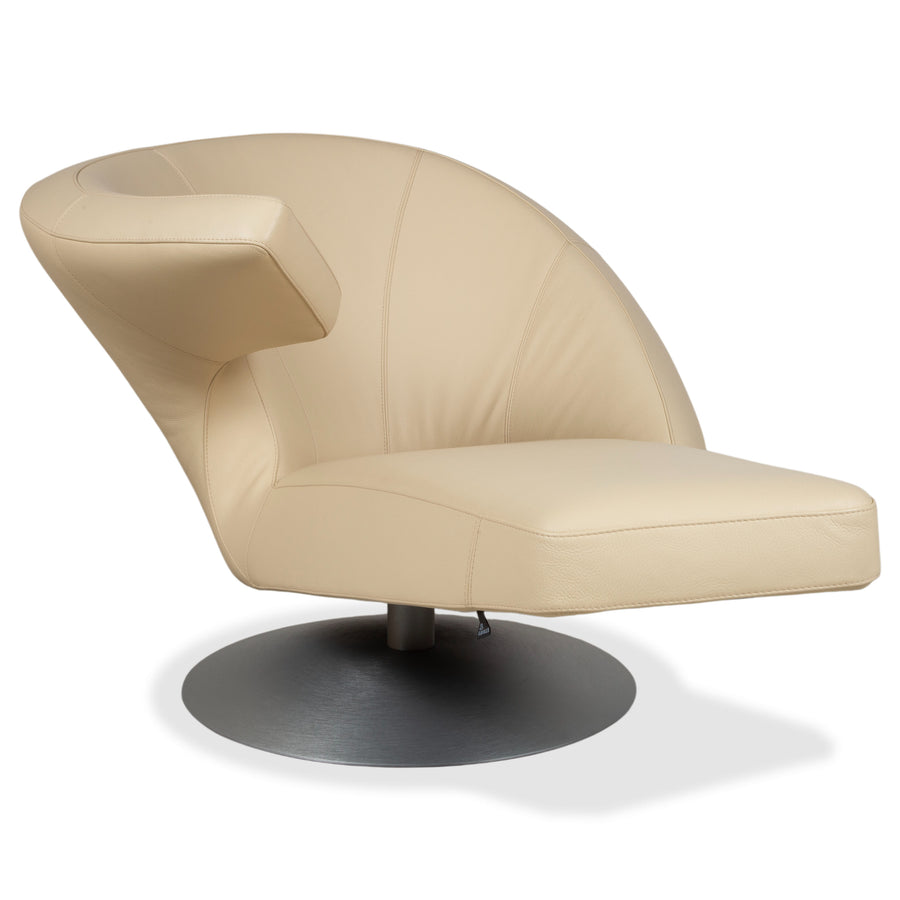 Leolux Parabolica Leder Sessel Creme manuelle Funktion