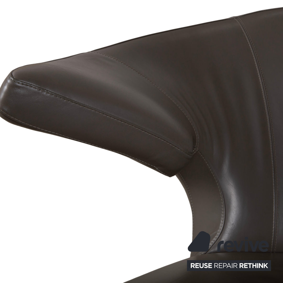 Leolux Parabolica Leather Armchair Grey Swivel Function