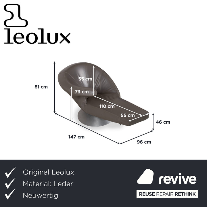 Leolux Parabolica Leder Sessel Grau Drehfunktion