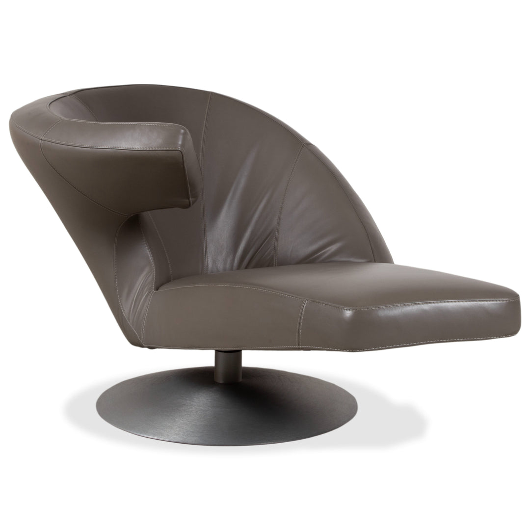 Leolux Parabolica Leder Sessel Grau Drehfunktion