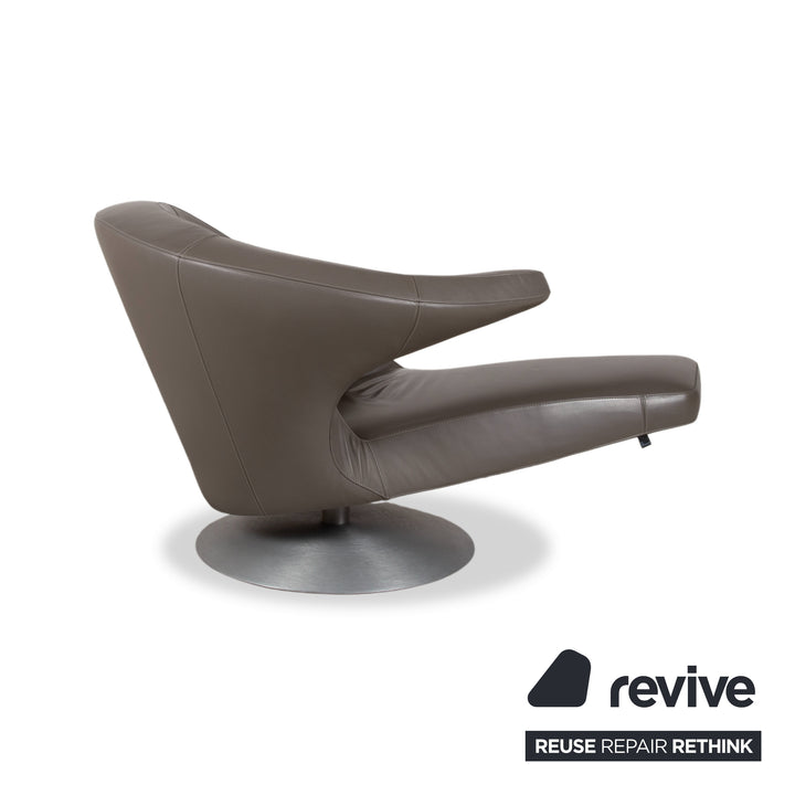 Leolux Parabolica Leather Armchair Grey Swivel Function