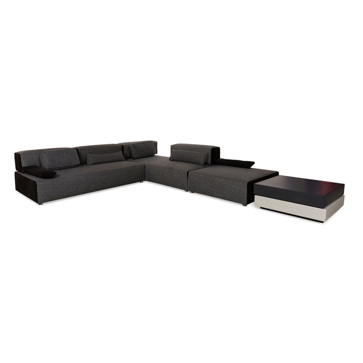 Leolux Ponton next Stoff Ecksofa Set Grau Sofa Couchtisch