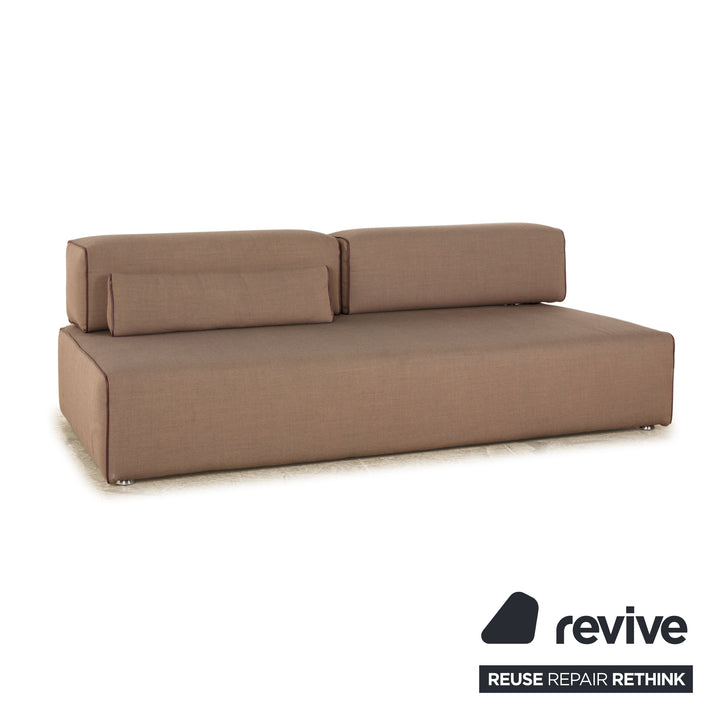 Leolux Ponton Stoff Dreisitzer Taupe Braun manuelle Funktion Sofa Couch