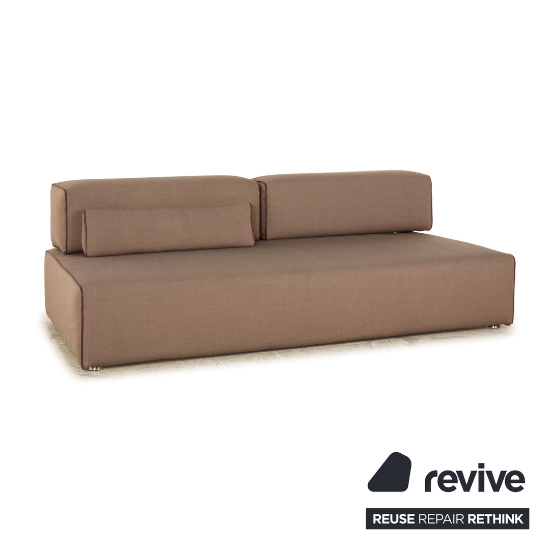 Leolux Ponton Stoff Dreisitzer Taupe Braun manuelle Funktion Sofa Couch